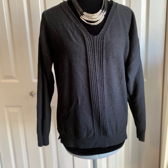 Black cotton open back Sweater by Poof - Picture 2 of 6